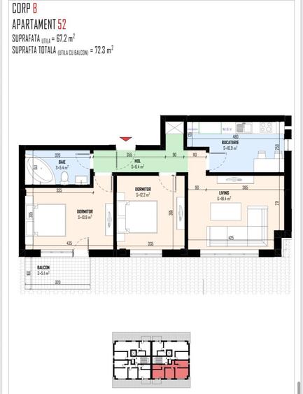 Apartament cu 3 camere în Central