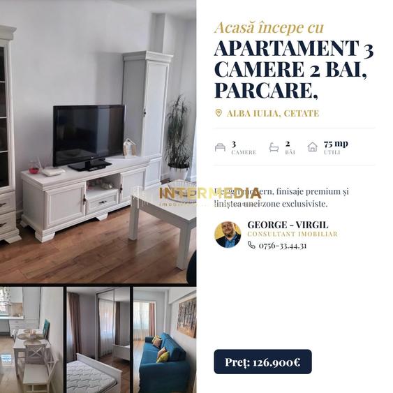 Apartament cu 3 camere decomandat, mobilat în Cetate