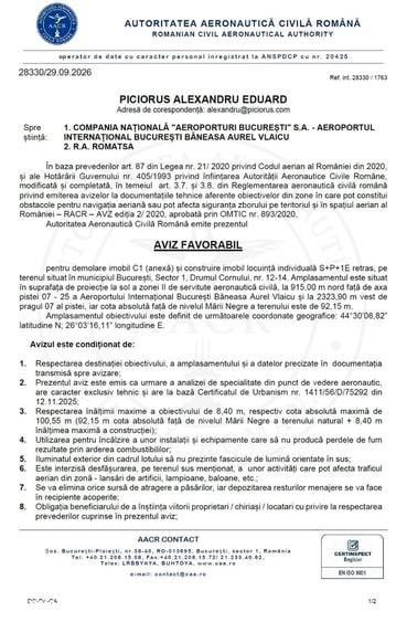 Teren de 1064 mp, în Sisești
