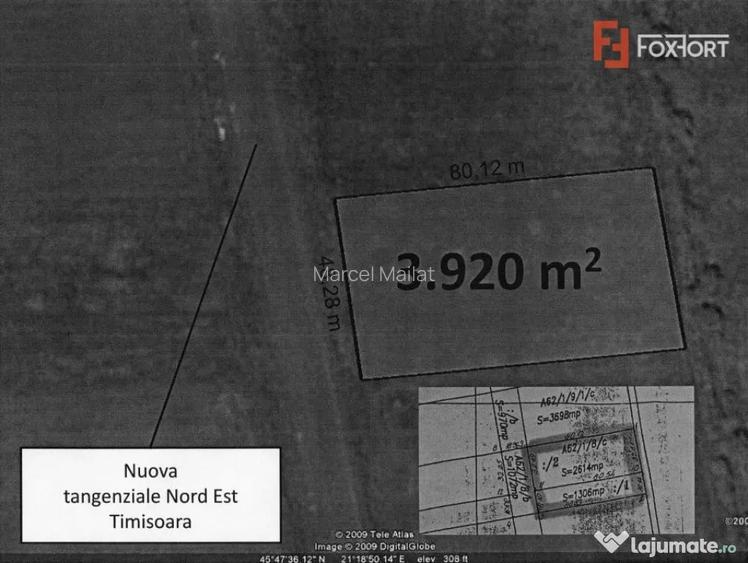 Teren Aeroport 3920 mp cu front stradal la centura de 48,28 - Timisoara (Timis)