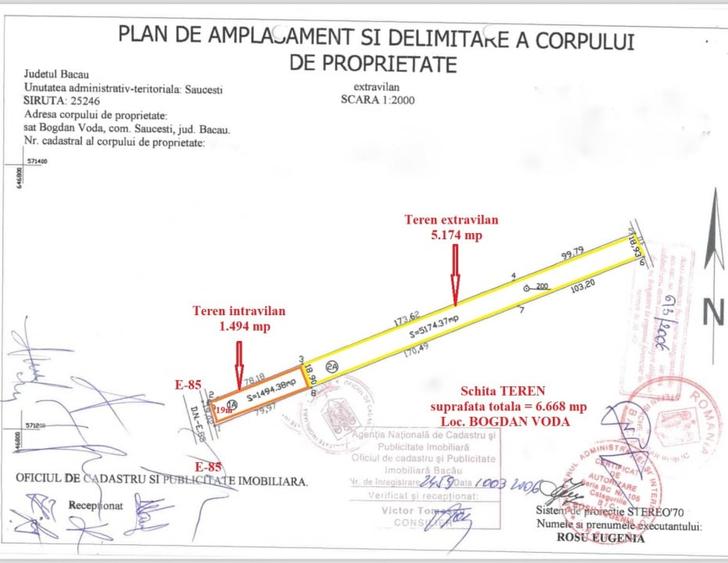 Teren agricol intravilan de 6668 mp, în Bogdan Vodă