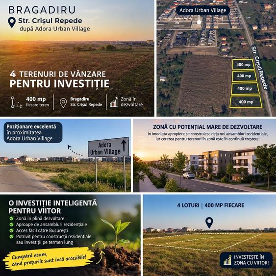 Teren intravilan de 400 mp, în Bragadiru