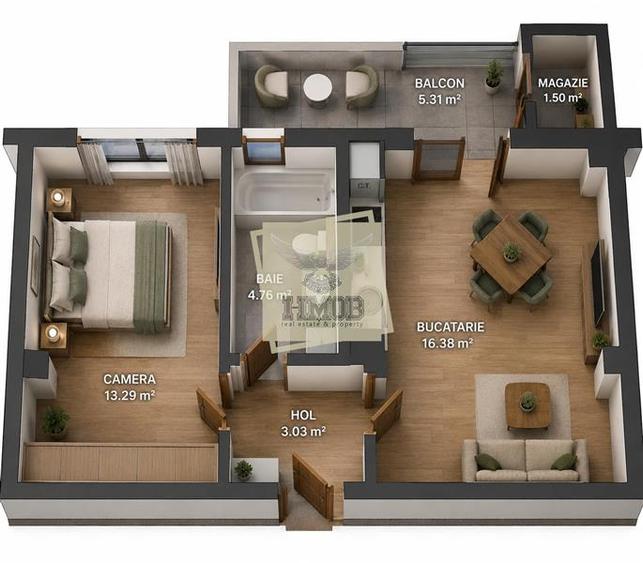 Apartament cu 2 camere decomandat în Mihai Viteazul