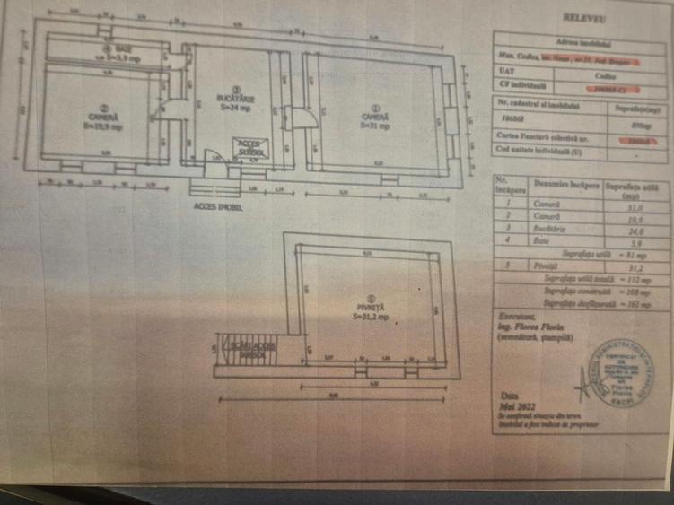 Casă individuală cu 3 camere cu Canalizare în Central