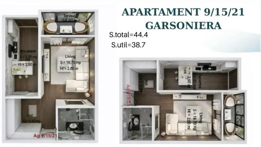 Garsonieră decomandată în Titan