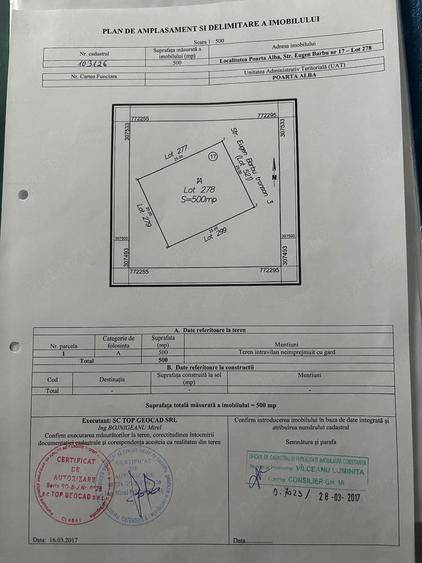 Teren de 500 mp, în Poarta Albă