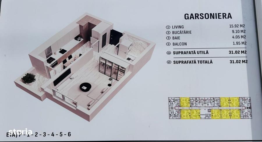 Garsonieră decomandată în Roșu