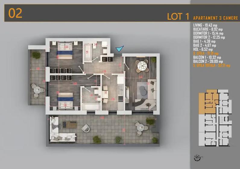 Apartament cu 3 camere decomandat în Theodor Pallady