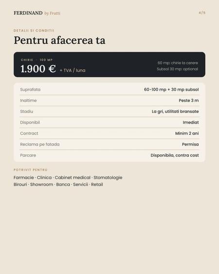 Spațiu comercial, de 130 mp, în Ferdinand