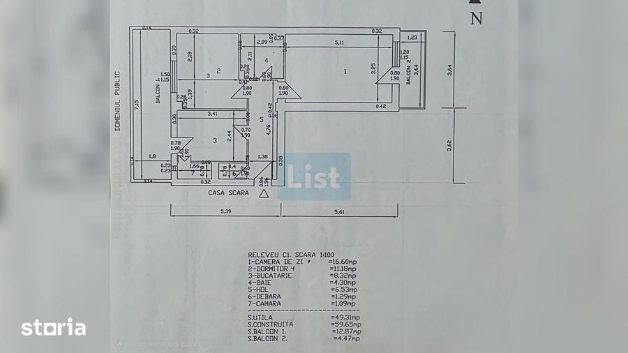 Apartament cu 2 camere decomandat în Est