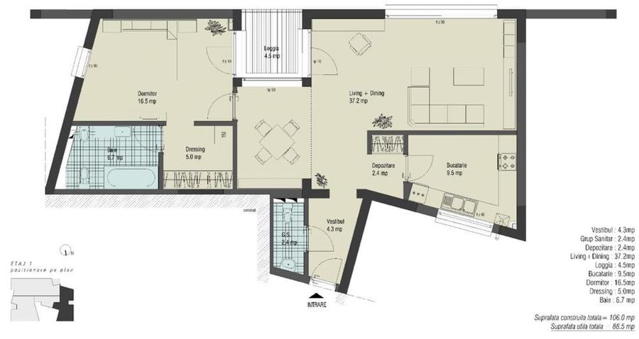 Apartament cu 2 camere în Central
