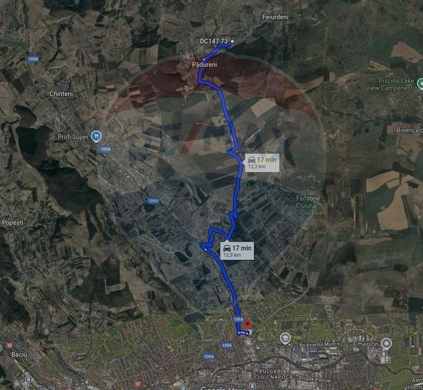 Teren agricol intravilan de 2556 mp, în Pădureni (Chinteni)