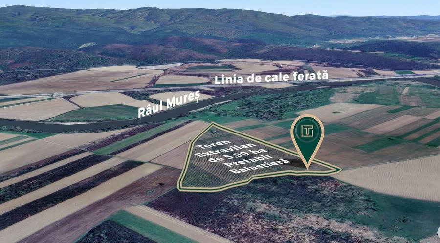 Teren extravilan de 5,99 ha la 200 m de Mureș, ideal pentru balastieră în Ususău - 2
