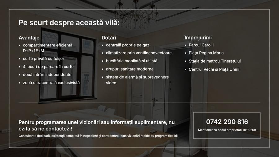 Apartament cu 8 camere, mobilat în Parcul Carol