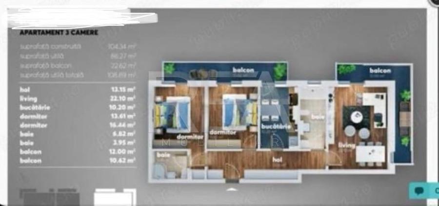 Apartament cu 3 camere decomandat, mobilat în Metalurgiei