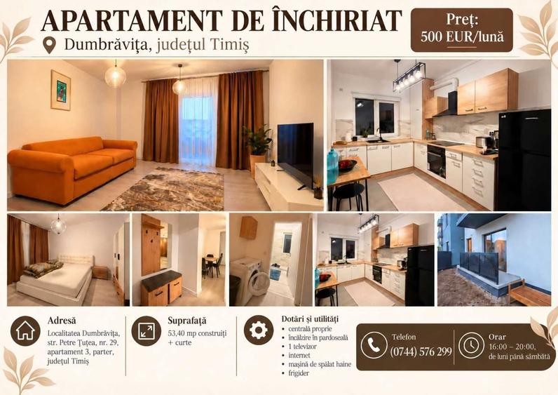 Apartament cu 2 camere decomandat în Dumbrăvița