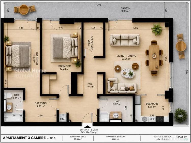 Gemina by the Lake | Apartament 3 camere | Pipera Plaza | Ro - 5