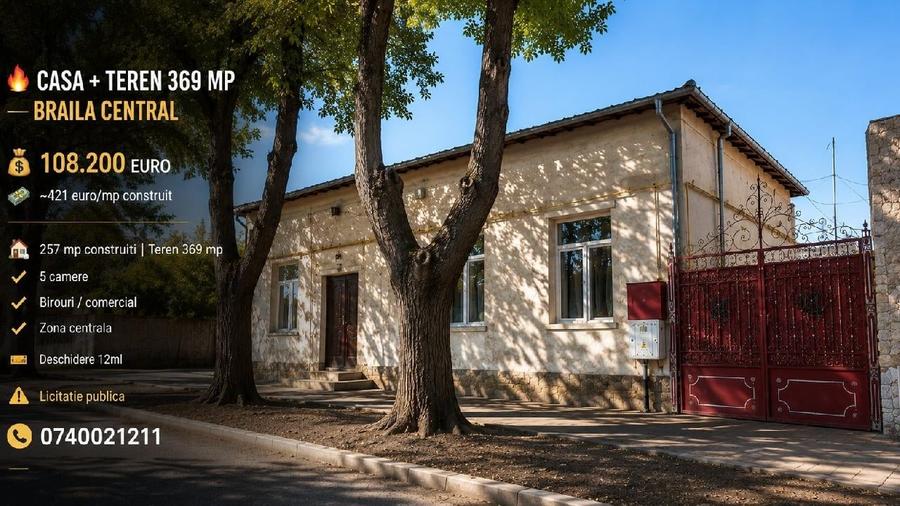 Casă individuală cu 5 camere cu Teren 369 Mp în Central