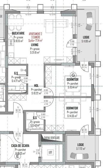 Apartament cu 3 camere semidecomandat în Mărăști