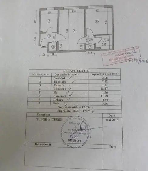 Apartament cu 2 camere semidecomandat, mobilat în Pajura