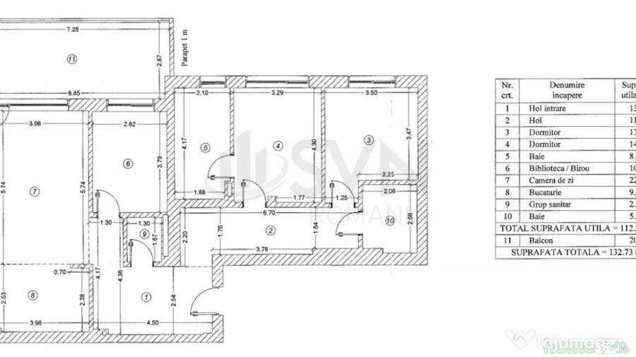 Apartament cu 4 camere semidecomandat în Domenii