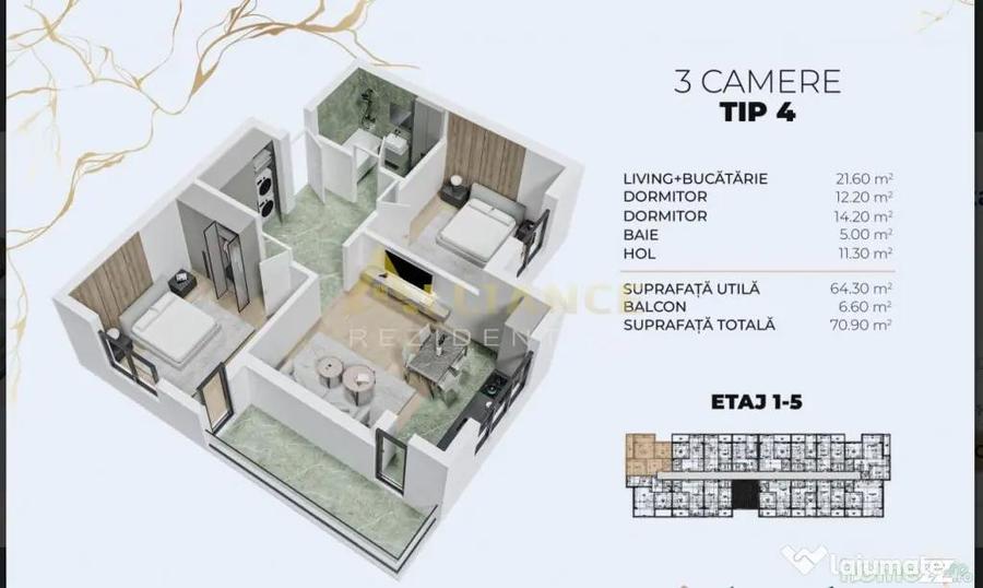 Metrou Berceni Ap 3 Camere 70 mp - 8