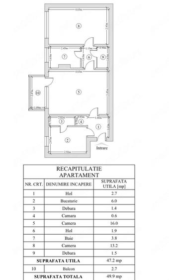 Apartament cu 2 camere nedecomandat în Tătărași