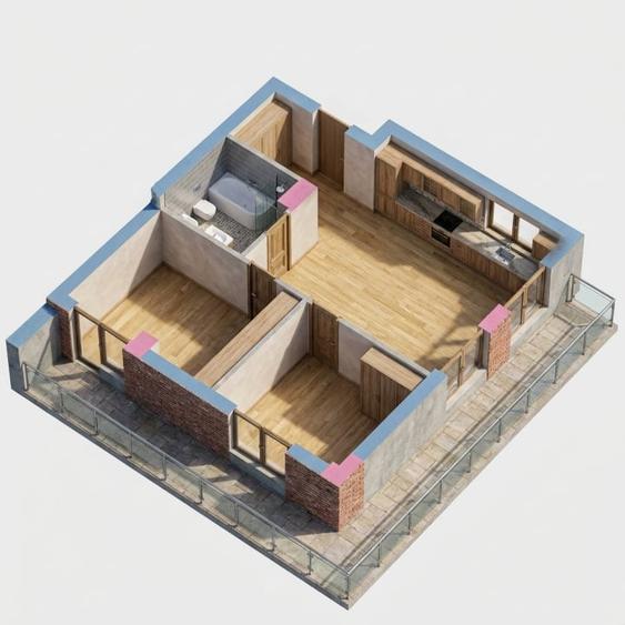 BLOC NOU! 1680E/MP TVA INCLUS! 3 Camere 59mp, terasa 26mp, zona Terra - 2