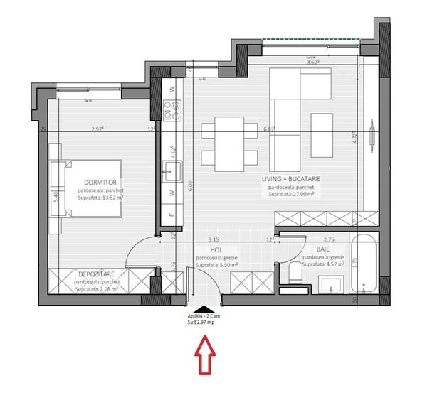 Apartament cu 2 camere decomandat în Central