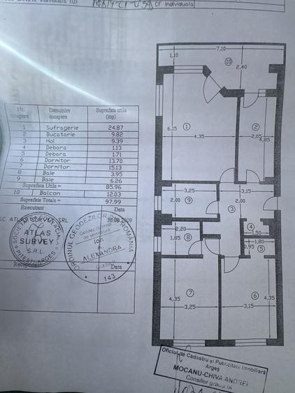 Apartament cu 3 camere decomandat în Central
