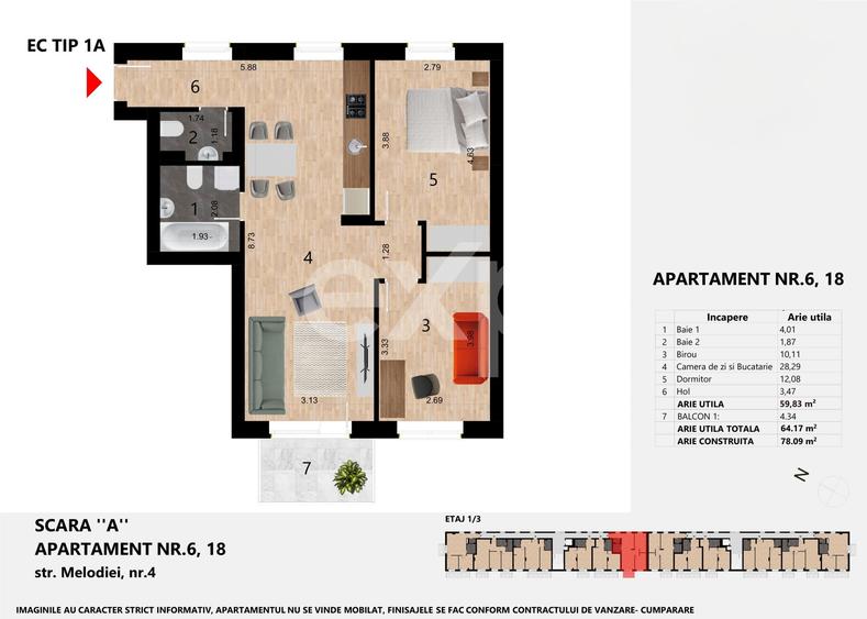 Apartament cu 3 camere semidecomandat în Mănăștur — fotografia 2