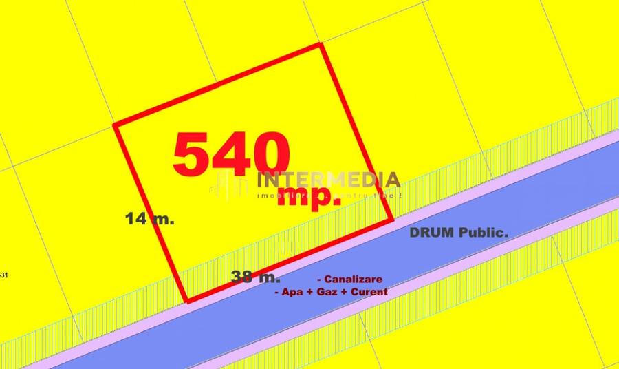Teren Construcții intravilan de 540 mp, în Cetate