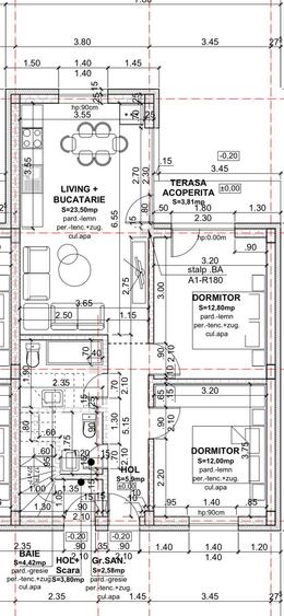 Apartament cu 3 camere semidecomandat în Giurgiului
