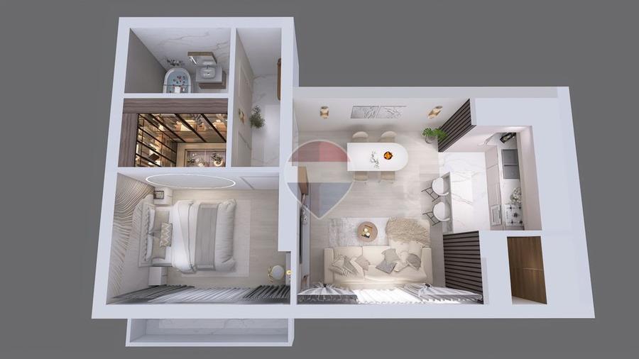 Apartament cu 2 camere semidecomandat în Central