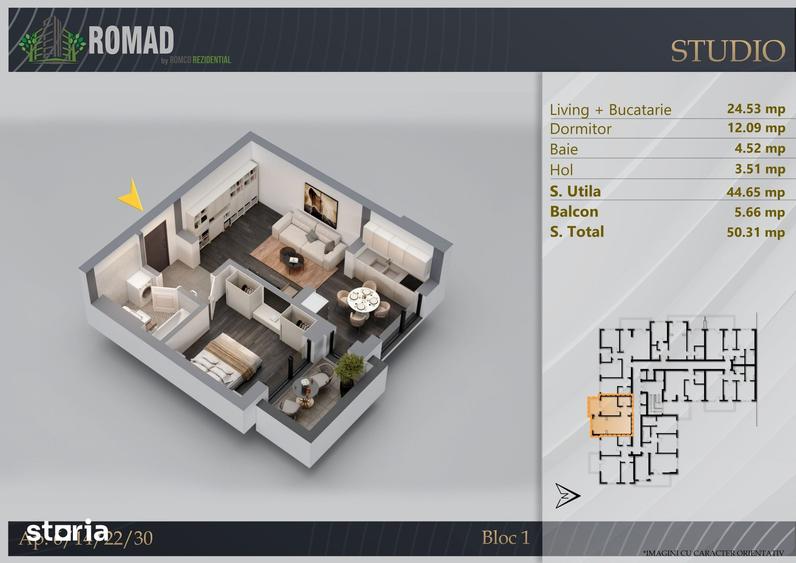 Apartament cu 2 camere în Industriilor