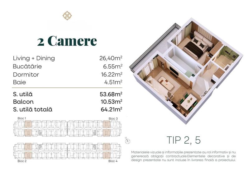 Apartament cu 2 camere decomandat, mobilat în Berceni — fotografia 2