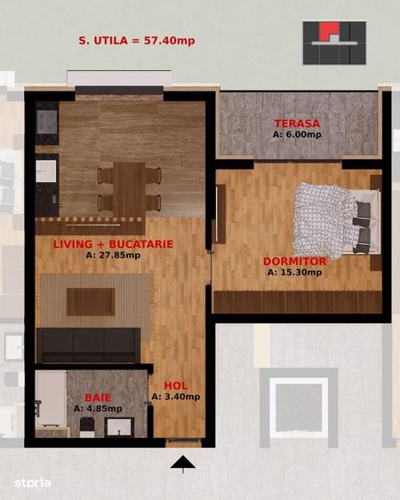 Apartament cu 2 camere în Fundeni