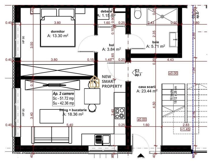 Apartament cu 2 camere în Central — fotografia 1