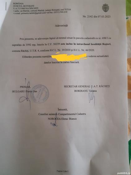 Teren de 3650 mp, în Central