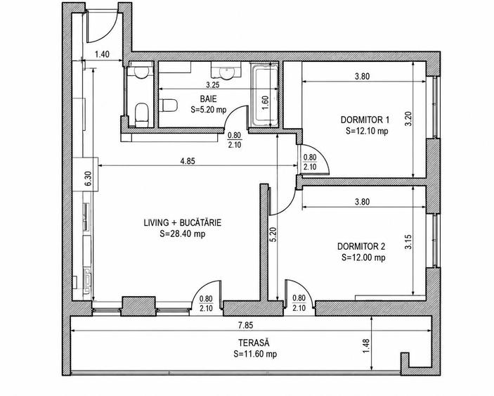 Apartament cu 3 camere în Mărăști