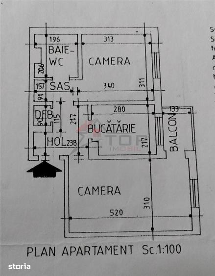 Apartament cu 2 camere decomandat în Podul de Fier