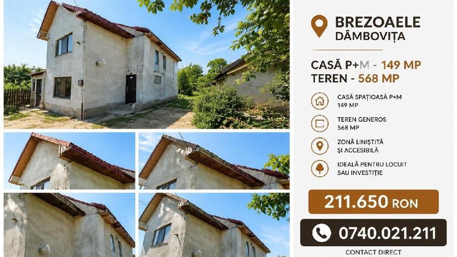 Casă individuală cu 5 camere cu Teren 568 Mp în Brezoaele