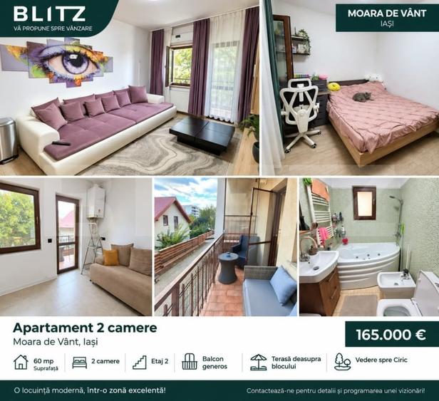 Apartament cu 2 camere decomandat, mobilat în Moara de Vânt
