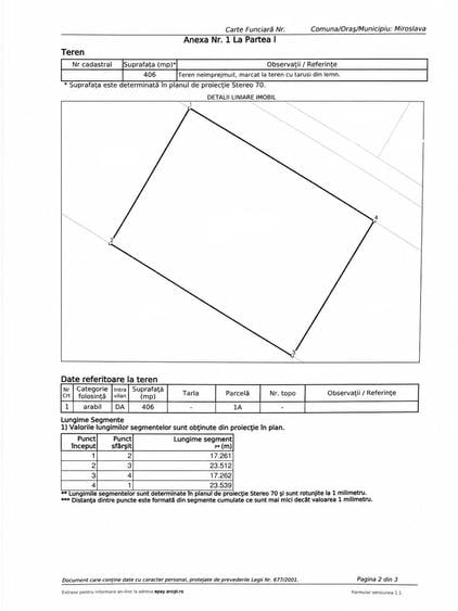 Teren Construcții intravilan de 406 mp, în Miroslava