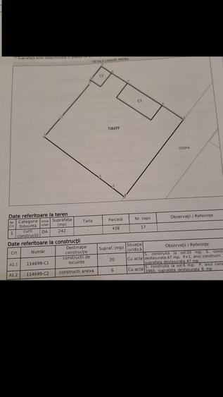 Teren Construcții intravilan de 242 mp, în Central
