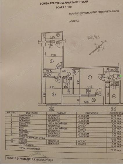 Apartament cu 3 camere semidecomandat în Lujerului
