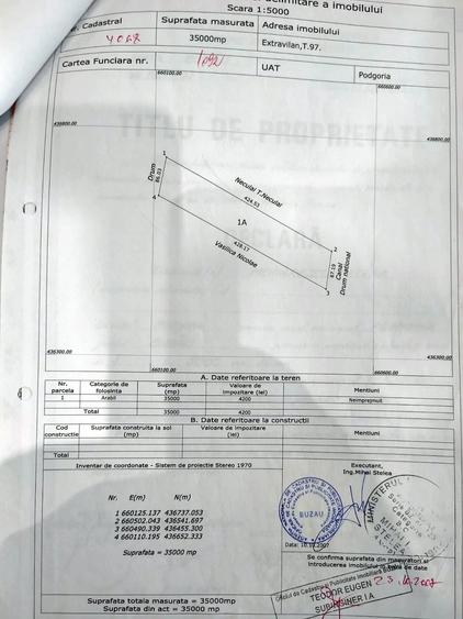 Teren de 35000 mp, în Podgoria