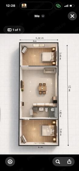 De vanzare casa 2 dormitoare un living baie 60mp plus teren in curte - 1