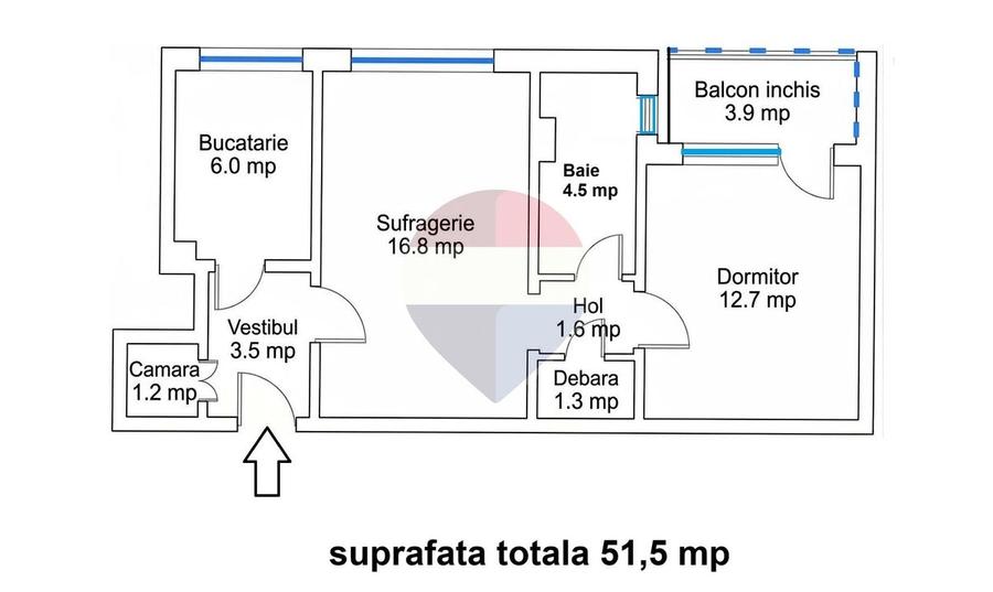 Apartament cu 2 camere semidecomandat în Centrul Civic