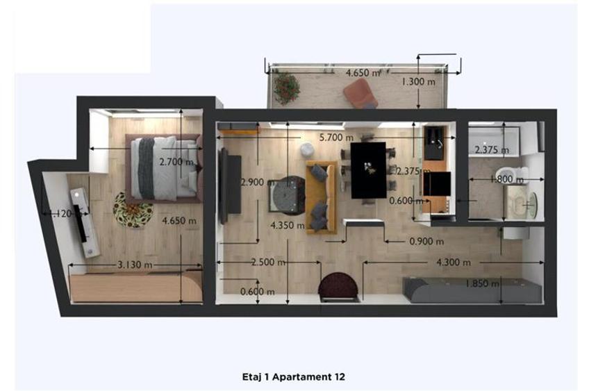 Apartament cu 2 camere decomandat în Cetății